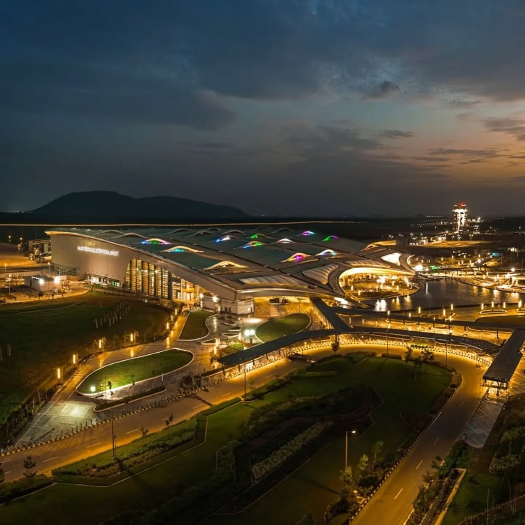 Alluri Sitarama Raju International Airport illuminated architectural view